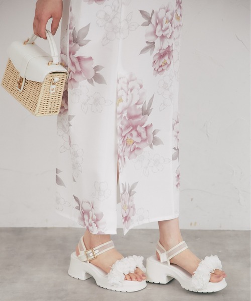 tocco closet（トッコ　クローゼット）の「【トップス＆ワンピース＆帯の３点セット】２ＷＡＹ♪フラワープリントセパレート浴衣（浴衣・レディース・ピンク/アイボリー/ネイビー・FREE）」の4枚目の写真