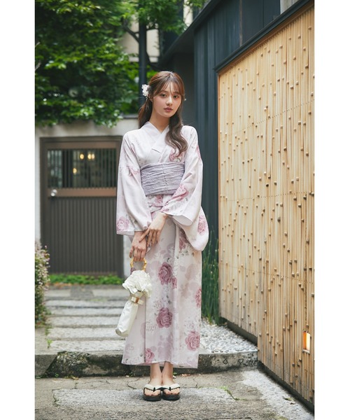 tocco closet（トッコ　クローゼット）の「【トップス＆ワンピース＆帯の３点セット】２ＷＡＹ♪フラワープリントセパレート浴衣（浴衣・レディース・ピンク/アイボリー/ネイビー・FREE）」の5枚目の写真