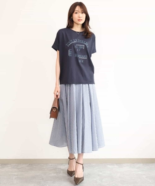 MK MICHEL KLEIN（エムケーミッシェルクラン）の「[UVカット/接触冷感/洗える]デザインロゴTシャツ（Tシャツ/カットソー・レディース・ネイビー/ホワイト・38）」の5枚目の写真