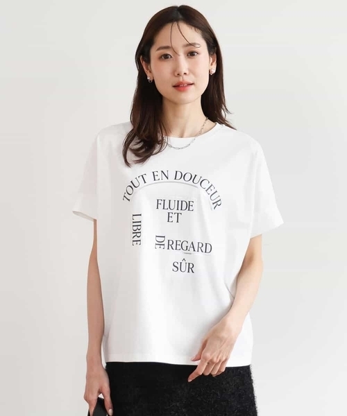 MK MICHEL KLEIN（エムケーミッシェルクラン）の「[UVカット/接触冷感/洗える]デザインロゴTシャツ（Tシャツ/カットソー・レディース・ネイビー/ホワイト・38）」の8枚目の写真