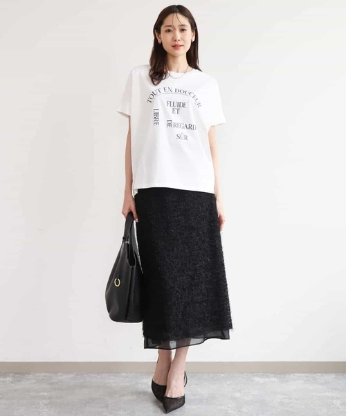 MK MICHEL KLEIN（エムケーミッシェルクラン）の「[UVカット/接触冷感/洗える]デザインロゴTシャツ（Tシャツ/カットソー・レディース・ネイビー/ホワイト・38）」の11枚目の写真