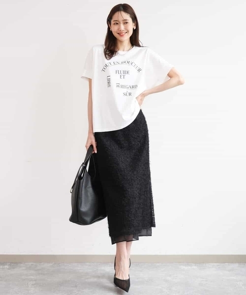 MK MICHEL KLEIN（エムケーミッシェルクラン）の「[UVカット/接触冷感/洗える]デザインロゴTシャツ（Tシャツ/カットソー・レディース・ネイビー/ホワイト・38）」の12枚目の写真