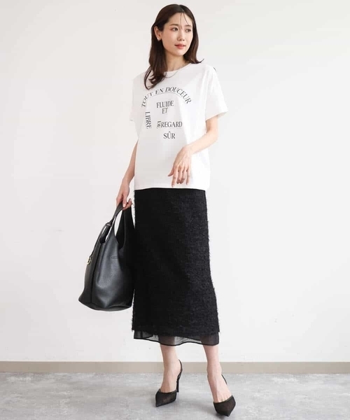 MK MICHEL KLEIN（エムケーミッシェルクラン）の「[UVカット/接触冷感/洗える]デザインロゴTシャツ（Tシャツ/カットソー・レディース・ネイビー/ホワイト・38）」の13枚目の写真