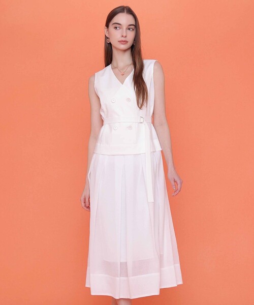 ANAYI(アナイ)の「リネンライクシアーコンビ ワンピース(ワンピース・レディース・ブラック/ホワイト・38/36)」の2枚目の写真