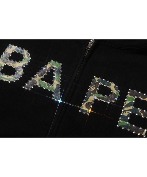 A BATHING APE（アベイシングエイプ）の「ABC CAMO CRYSTAL LOGO WIDE ZIP HOODIE（パーカー・レディース・ブラック/ピンク/グレー・MEDIUM/SMALL）」の7枚目の写真