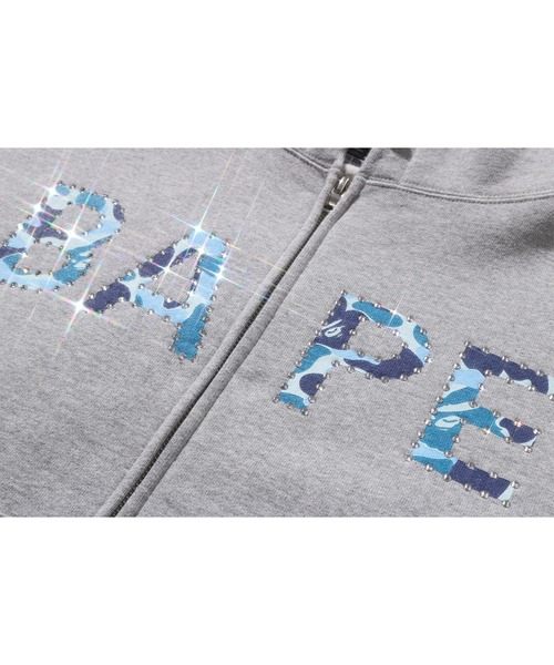 A BATHING APE（アベイシングエイプ）の「ABC CAMO CRYSTAL LOGO WIDE ZIP HOODIE（パーカー・レディース・ブラック/ピンク/グレー・MEDIUM/SMALL）」の8枚目の写真