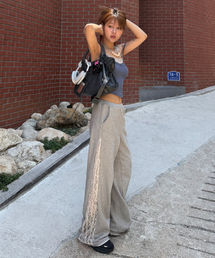 ERER（エルエル）の「Sheer Lace Panel Sweatpants Melange Gray（スウェットパンツ）」