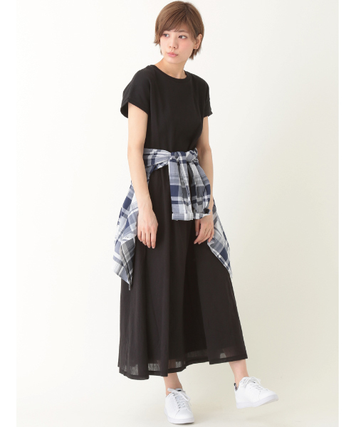 earth music&ecology（アースミュージックアンドエコロジー）の「【2016Summer】ドッキングマキシワンピース（ワンピース・レディース・ネイビー/ブラック/オリーブ・FREE）」の2枚目の写真