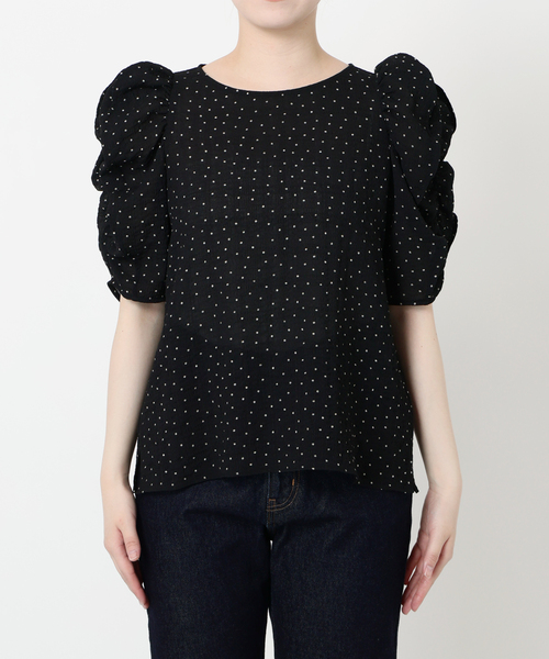 SLOBE IENA(スローブイエナ)の「《WEB限定カラーあり/追加》シアードット袖ボリュームブラウス(シャツ/ブラウス・レディース・ネイビー/ホワイト/ブラック・FREE)」の15枚目の写真