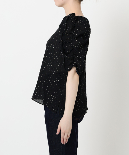 SLOBE IENA(スローブイエナ)の「《WEB限定カラーあり/追加》シアードット袖ボリュームブラウス(シャツ/ブラウス・レディース・ネイビー/ホワイト/ブラック・FREE)」の14枚目の写真