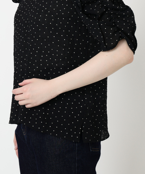SLOBE IENA(スローブイエナ)の「《WEB限定カラーあり/追加》シアードット袖ボリュームブラウス(シャツ/ブラウス・レディース・ネイビー/ホワイト/ブラック・FREE)」の10枚目の写真