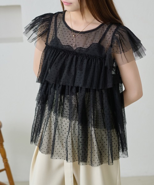 apres jour clair(アプレジュールクレア)の「【apres jour clair】アソートチュールティアードトップス(シャツ/ブラウス・レディース・ホワイト系その他/ブラウン系その他/アイボリー/ブラック/オレンジ系その他・フリー/X-LARGE)」の3枚目の写真