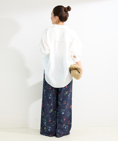 Simplicite(サンプリシテ)の「手洗い可 / ボタニカル柄パンツ(その他パンツ・レディース・ネイビー/スカイブルー/イエロー・FREE)」の6枚目の写真