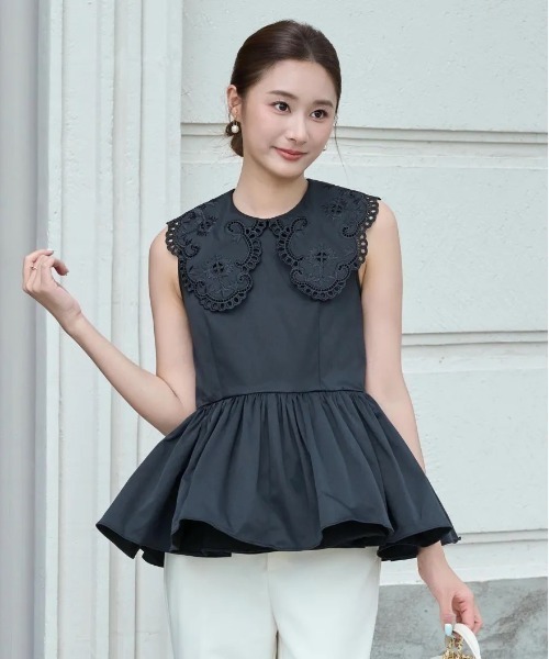 BIRTHDAY BASH(バースデイバッシュ)の「LACE COLLAR NS TOPS(レースカラーNSトップス)(シャツ/ブラウス・レディース・ブラック/ホワイト・MEDIUM/SMALL)」の22枚目の写真