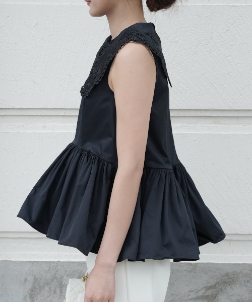 BIRTHDAY BASH(バースデイバッシュ)の「LACE COLLAR NS TOPS(レースカラーNSトップス)(シャツ/ブラウス・レディース・ブラック/ホワイト・MEDIUM/SMALL)」の18枚目の写真