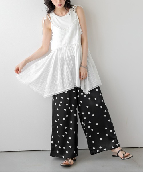 La-gemme(ラジェム)の「レース×リボンキャミソールチュニック(シャツ/ブラウス・レディース・ホワイト/ブラック・フリー)」の21枚目の写真