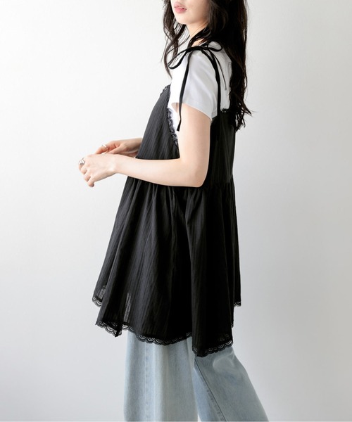 La-gemme(ラジェム)の「レース×リボンキャミソールチュニック(シャツ/ブラウス・レディース・ホワイト/ブラック・フリー)」の8枚目の写真