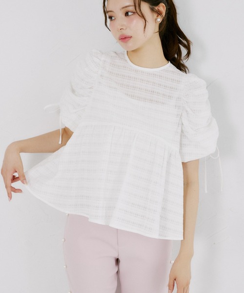 tocco closet(トッコ クローゼット)の「【ZOZO限定】シアーシャドーポコチェックブラウス(シャツ/ブラウス・レディース・オフホワイト/グリーン/ダークグレー・M)」の2枚目の写真