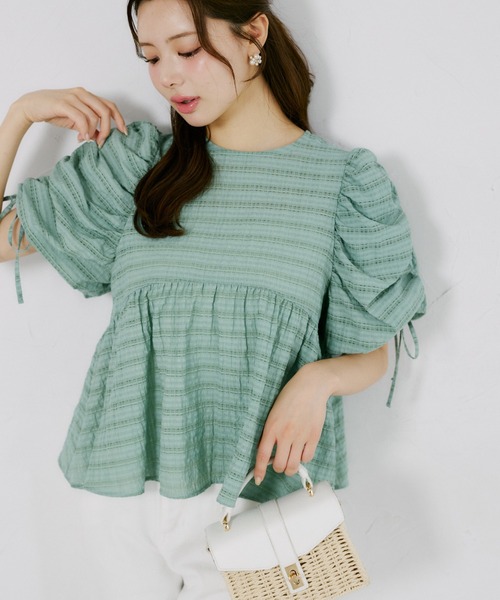 tocco closet(トッコ クローゼット)の「【ZOZO限定】シアーシャドーポコチェックブラウス(シャツ/ブラウス・レディース・オフホワイト/グリーン/ダークグレー・M)」の1枚目の写真