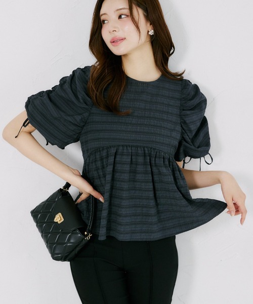 tocco closet(トッコ クローゼット)の「【ZOZO限定】シアーシャドーポコチェックブラウス(シャツ/ブラウス・レディース・オフホワイト/グリーン/ダークグレー・M)」の3枚目の写真