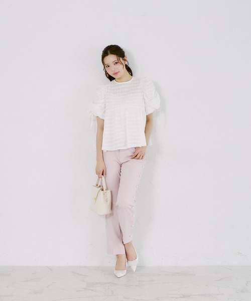 tocco closet(トッコ クローゼット)の「【ZOZO限定】シアーシャドーポコチェックブラウス(シャツ/ブラウス・レディース・オフホワイト/グリーン/ダークグレー・M)」の4枚目の写真
