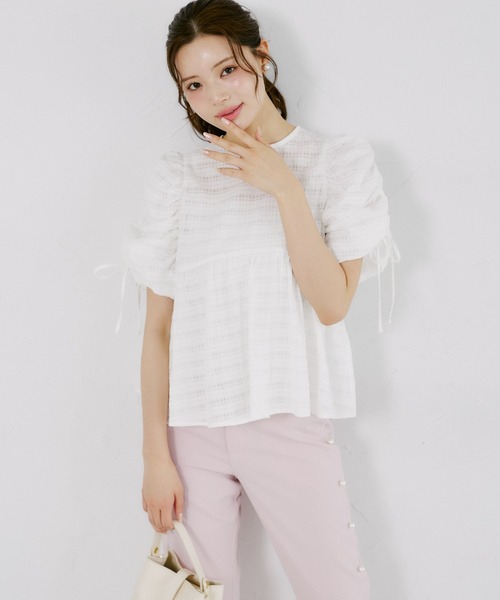 tocco closet(トッコ クローゼット)の「【ZOZO限定】シアーシャドーポコチェックブラウス(シャツ/ブラウス・レディース・オフホワイト/グリーン/ダークグレー・M)」の6枚目の写真