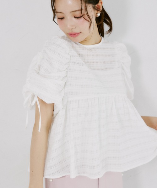 tocco closet(トッコ クローゼット)の「【ZOZO限定】シアーシャドーポコチェックブラウス(シャツ/ブラウス・レディース・オフホワイト/グリーン/ダークグレー・M)」の7枚目の写真
