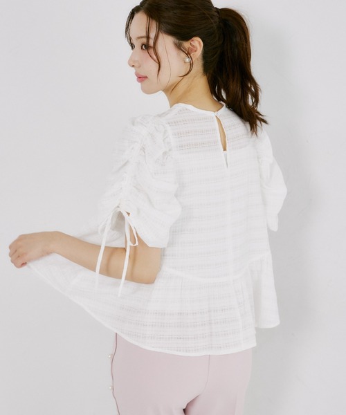 tocco closet(トッコ クローゼット)の「【ZOZO限定】シアーシャドーポコチェックブラウス(シャツ/ブラウス・レディース・オフホワイト/グリーン/ダークグレー・M)」の8枚目の写真