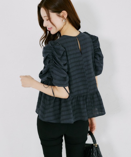 tocco closet(トッコ クローゼット)の「【ZOZO限定】シアーシャドーポコチェックブラウス(シャツ/ブラウス・レディース・オフホワイト/グリーン/ダークグレー・M)」の15枚目の写真
