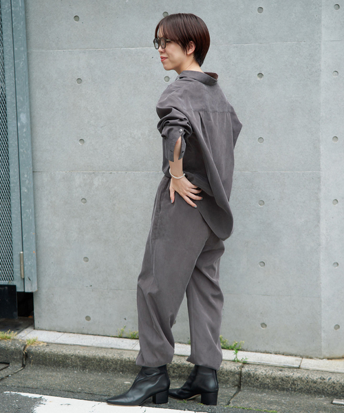 IENA(イエナ)の「《/手洗い可》フィブリルキュプラミックスシャツ(シャツ/ブラウス・レディース・チャコールグレー/カーキ・FREE)」の6枚目の写真