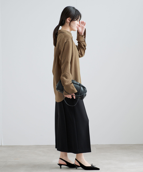 IENA(イエナ)の「《/手洗い可》フィブリルキュプラミックスシャツ(シャツ/ブラウス・レディース・チャコールグレー/カーキ・FREE)」の21枚目の写真