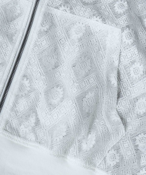 ANPAS(アンパス)の「Mesh-Look Sheer Double-Zip Hoodie / レースシアーダブルジップパーカー フーディー ユニセックス メンズ レディース レース メッシュトップス 通気性(パーカー・メンズ・ブラック系1/ホワイト系2/ホワイト系1/ブラック系2・L/M)」の17枚目の写真