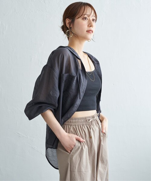 ikka(イッカ)の「シアーシャツパーカー(シャツ/ブラウス・レディース・ブラウン/カーキ/チャコール・L/M)」の5枚目の写真