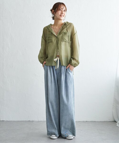 ikka(イッカ)の「シアーシャツパーカー(シャツ/ブラウス・レディース・ブラウン/カーキ/チャコール・L/M)」の10枚目の写真