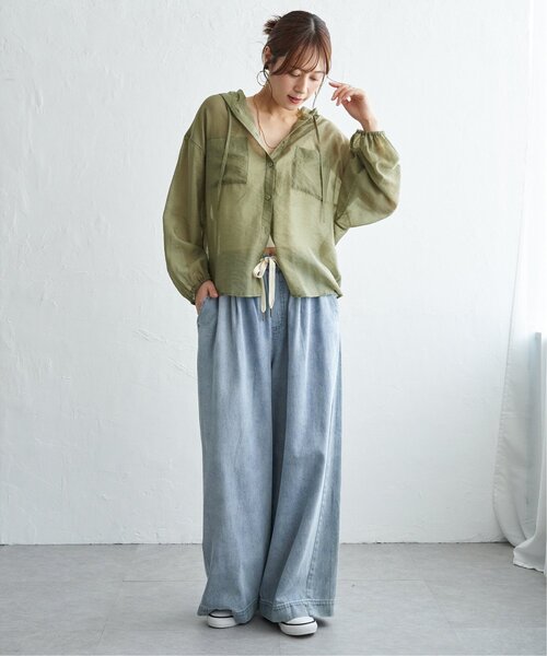 ikka(イッカ)の「シアーシャツパーカー(シャツ/ブラウス・レディース・ブラウン/カーキ/チャコール・L/M)」の11枚目の写真