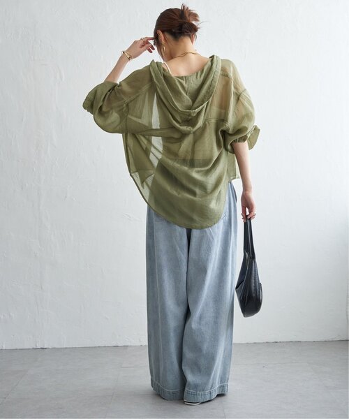 ikka(イッカ)の「シアーシャツパーカー(シャツ/ブラウス・レディース・ブラウン/カーキ/チャコール・L/M)」の15枚目の写真