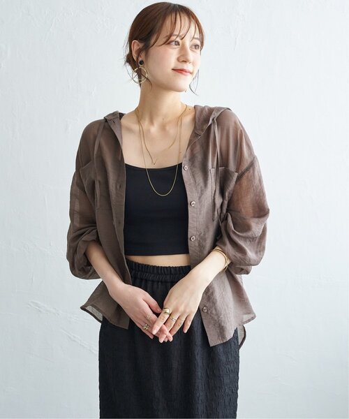 ikka(イッカ)の「シアーシャツパーカー(シャツ/ブラウス・レディース・ブラウン/カーキ/チャコール・L/M)」の16枚目の写真