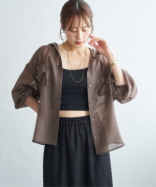ikka(イッカ)の「シアーシャツパーカー(シャツ/ブラウス・レディース・ブラウン/カーキ/チャコール・L/M)」の17枚目の写真