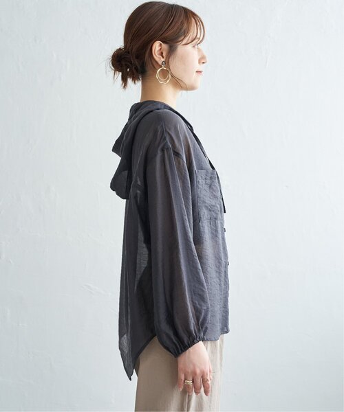 ikka(イッカ)の「シアーシャツパーカー(シャツ/ブラウス・レディース・ブラウン/カーキ/チャコール・L/M)」の21枚目の写真