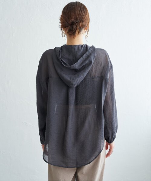 ikka(イッカ)の「シアーシャツパーカー(シャツ/ブラウス・レディース・ブラウン/カーキ/チャコール・L/M)」の22枚目の写真