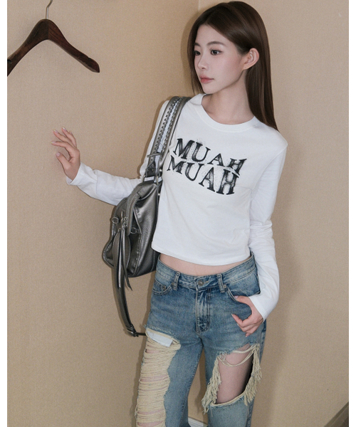 muahmuah（ムーアムーア）の「スプレーウェーブ 長袖Tシャツ [ホワイト]（Tシャツ/カットソー・レディース・その他・FREE）」の5枚目の写真