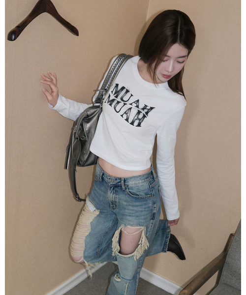 muahmuah（ムーアムーア）の「スプレーウェーブ 長袖Tシャツ [ホワイト]（Tシャツ/カットソー・レディース・その他・FREE）」の6枚目の写真