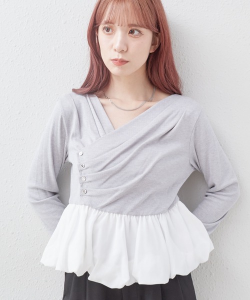 archives（アルシーヴ）の「【ＯＮかわ】タックドレープバルーンドッキングＴＯＰＳ（Tシャツ/カットソー・レディース・ブラック/ブラウン/グレー/オフホワイト・MEDIUM）」の21枚目の写真