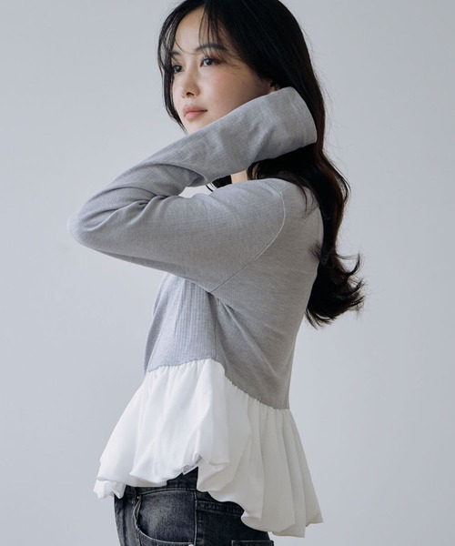 archives（アルシーヴ）の「【ＯＮかわ】タックドレープバルーンドッキングＴＯＰＳ（Tシャツ/カットソー・レディース・ブラック/ブラウン/グレー/オフホワイト・MEDIUM）」の13枚目の写真
