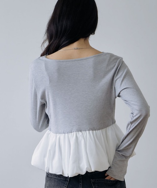 archives（アルシーヴ）の「【ＯＮかわ】タックドレープバルーンドッキングＴＯＰＳ（Tシャツ/カットソー・レディース・ブラック/ブラウン/グレー/オフホワイト・MEDIUM）」の14枚目の写真