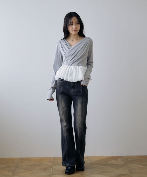 archives（アルシーヴ）の「【ＯＮかわ】タックドレープバルーンドッキングＴＯＰＳ（Tシャツ/カットソー・レディース・ブラック/ブラウン/グレー/オフホワイト・MEDIUM）」の19枚目の写真
