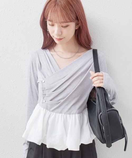archives（アルシーヴ）の「【ＯＮかわ】タックドレープバルーンドッキングＴＯＰＳ（Tシャツ/カットソー・レディース・ブラック/ブラウン/グレー/オフホワイト・MEDIUM）」の20枚目の写真