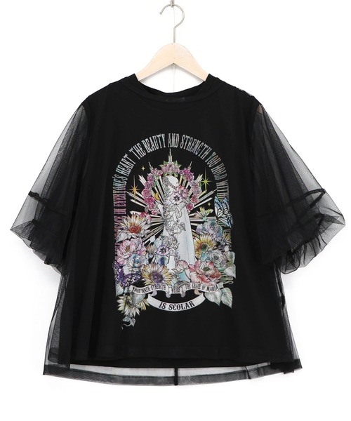 iS ScoLar（イズスカラー）の「562266：チュール＆彫像柄タンク SETトップス（Tシャツ/カットソー・レディース・ブラック/オフホワイト・M）」の21枚目の写真