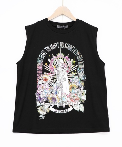 iS ScoLar（イズスカラー）の「562266：チュール＆彫像柄タンク SETトップス（Tシャツ/カットソー・レディース・ブラック/オフホワイト・M）」の19枚目の写真
