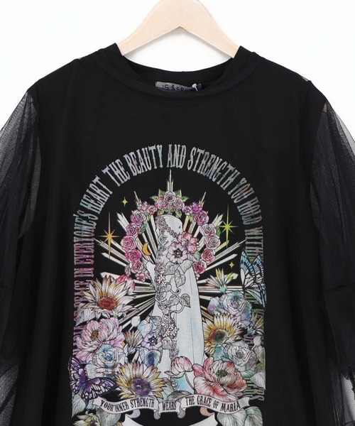 iS ScoLar（イズスカラー）の「562266：チュール＆彫像柄タンク SETトップス（Tシャツ/カットソー・レディース・ブラック/オフホワイト・M）」の17枚目の写真